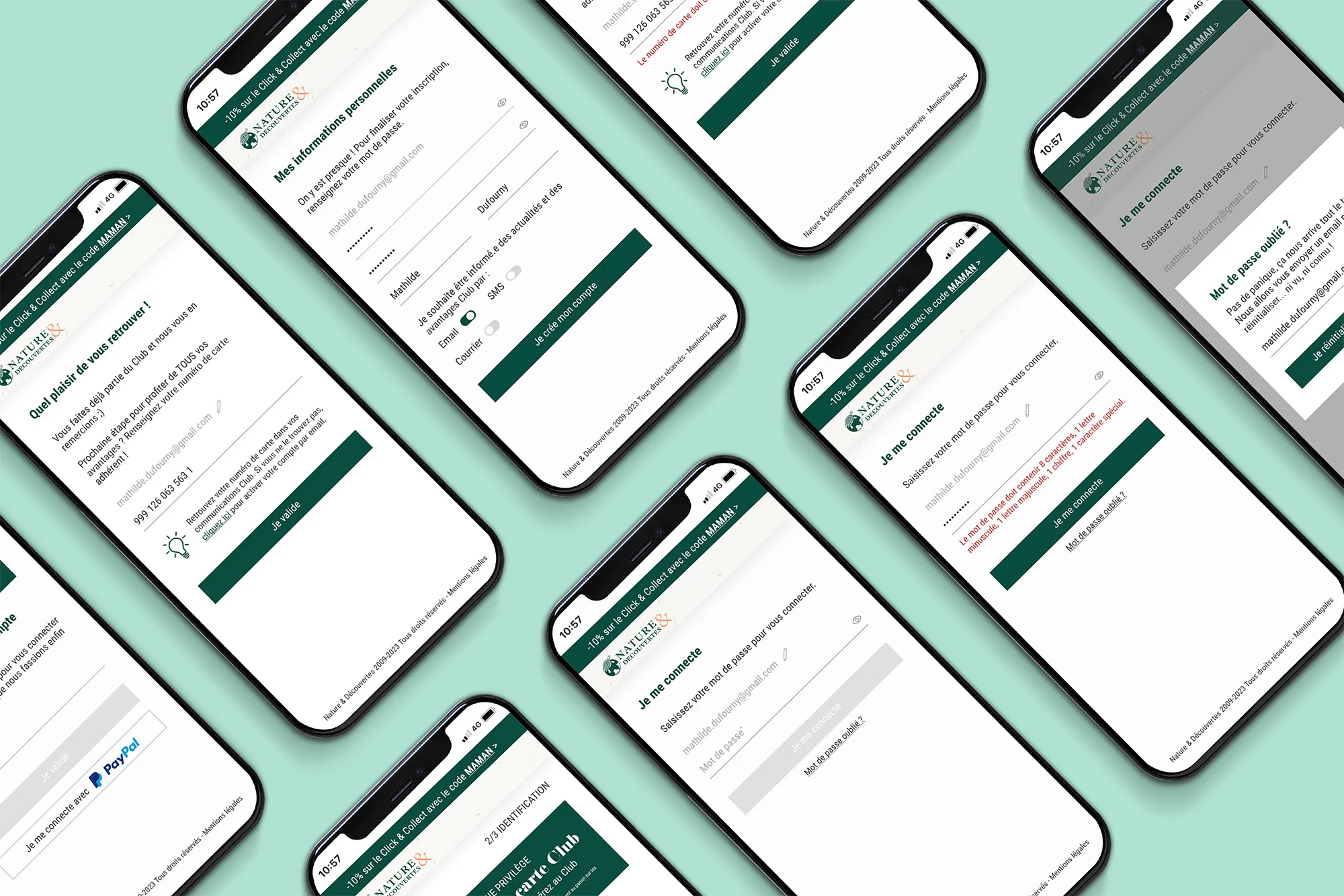 Tous les écrans — version mobile