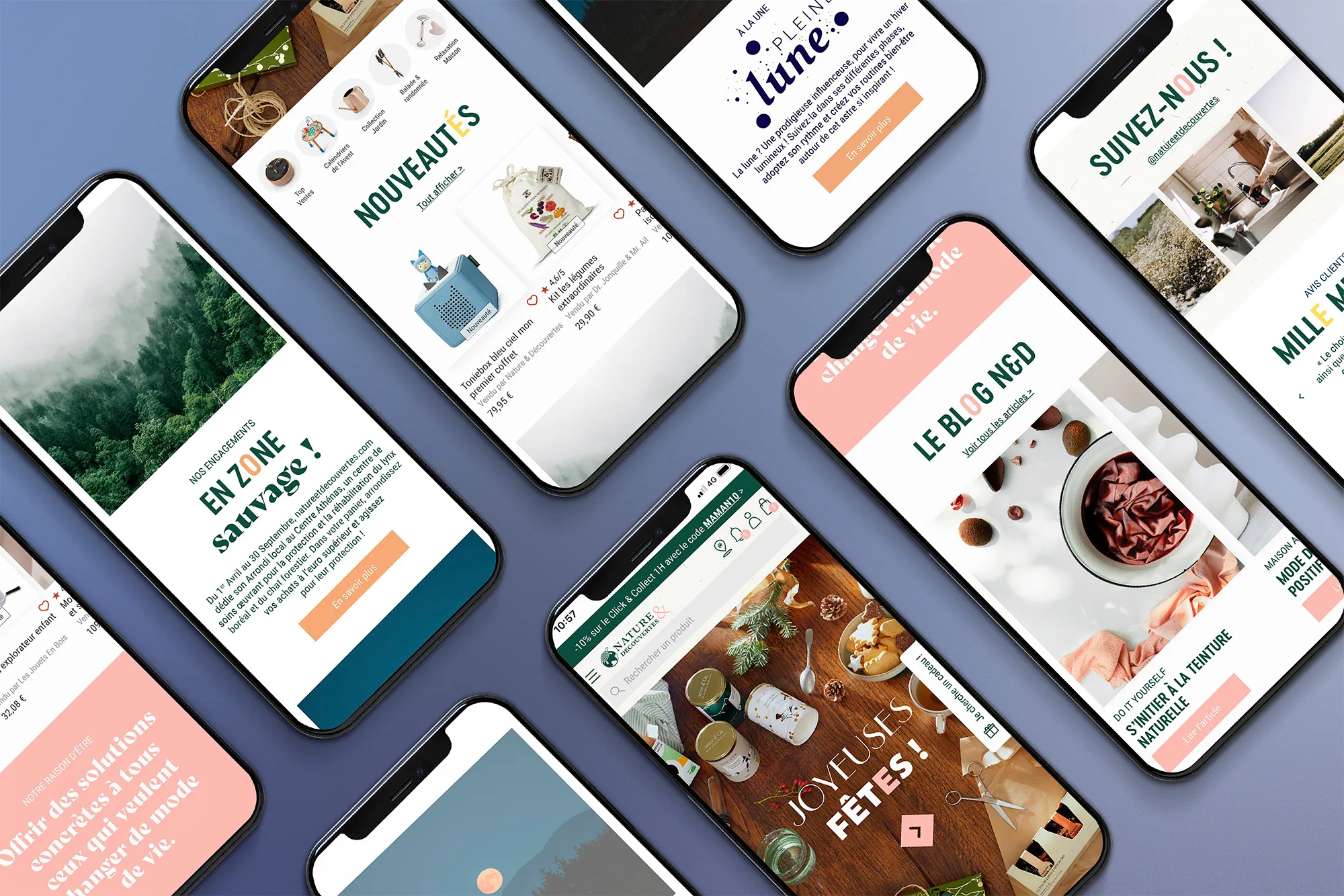 Home page Nature & Découvertes — tous les écrans
